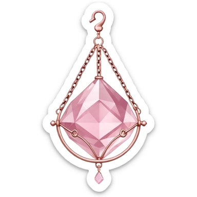 Rose-pink-metal-chained rose-quartz-crystallic romantic delicate fine pretty suncatcher  sticker