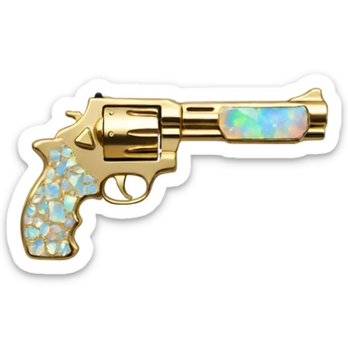 opal crystal gemstone covered gold gun sticker