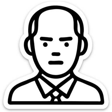 simple outlined icon of a man with receding hair and a serious look sticker