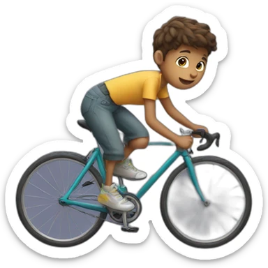 a boy with a bicycle sticker
