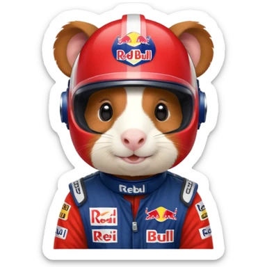 cute guinea pig dressed as a Red Bull Formula 1 driver sticker