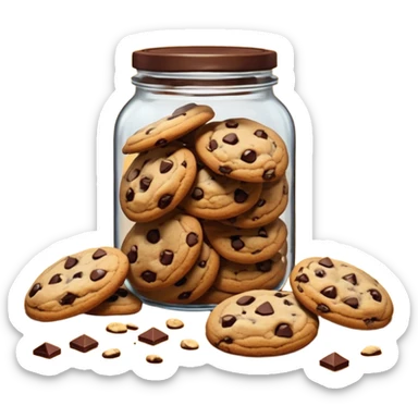 Open jar spilling cookies on counter sticker