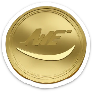 A gold coin with Nike logo sticker