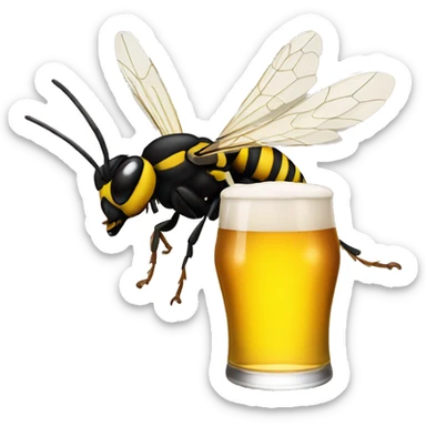 Wasp drinking beer sticker