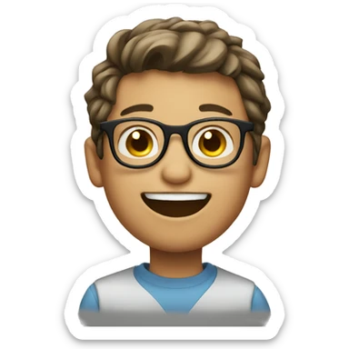 smiling boy in glasses sticker