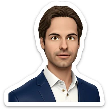 brown haired boy in jacket sticker