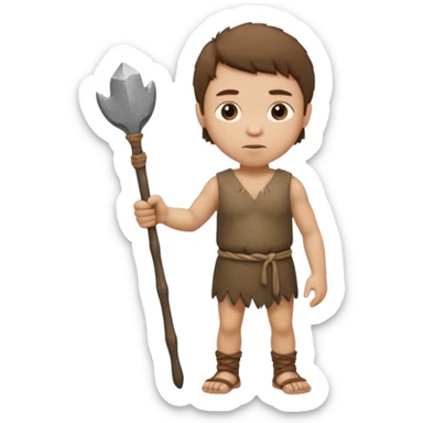 mini stone age man with tool sticker