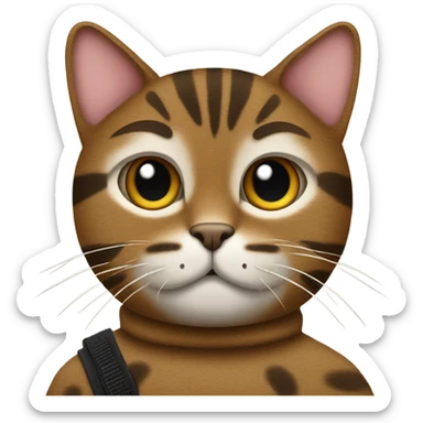 Brown tabby cat with ski mask sticker