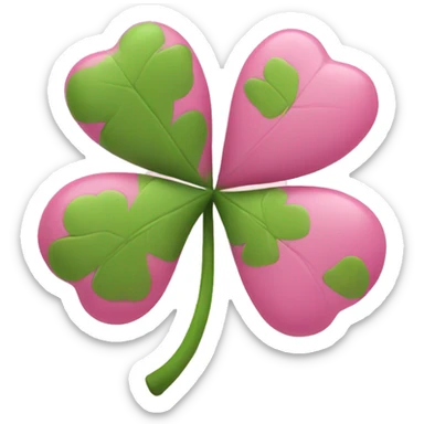 Pink four leaf clover heart  sticker