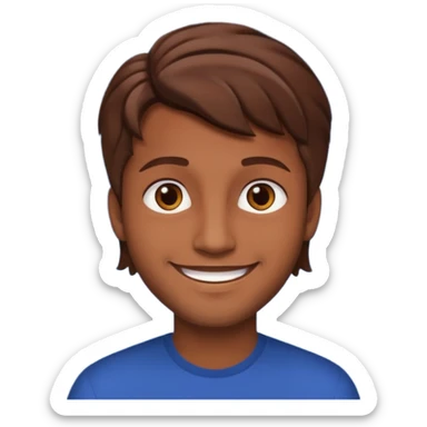 Color de piel moreno los ojos ke sean de estrella riéndose y pelo café hombre  el pelo asialado🤩pelo asía a bajo o y los ojos de estrellas sticker