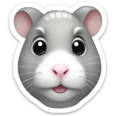 hamster face grey with bow  sticker