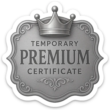 silver Temporary Premium Certificate with a silver crown, elegant and decorative, suitable for a digital reward badge sticker