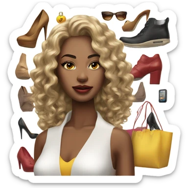 Hyper Realistic beautiful high fashion model shopping  sticker