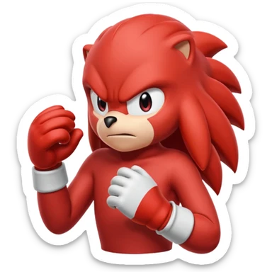 Sonic the hedgehogs friend knuckles a red animal with peach arms and white gloves sticker