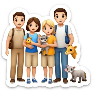 a family looking at animals at the zoo sticker