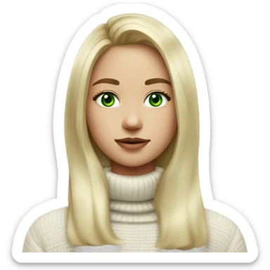 girl in white turtleneck sweater green eyes sticker