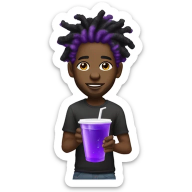 black young man with purple dreads and tattoos on face big diamond earrings and he’s holding a styrofoam cup of purple liquid sticker