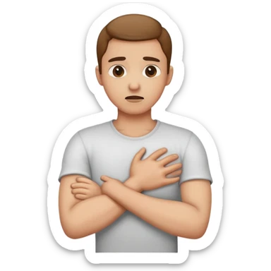 arms crossed holding neck chocking sticker