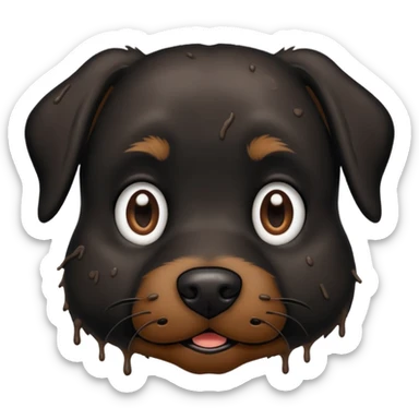 very muddy and dirty black dog face that doesnt look like pattern sticker