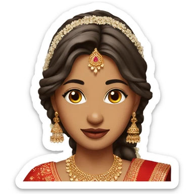 Indian bride red lehenga open hair  sticker