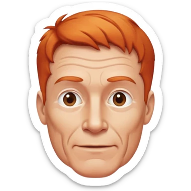 60-year-old white male, athletic build, friendly expression, receding red ginger hair sticker