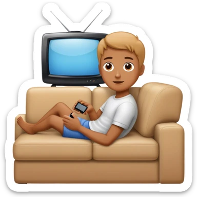 Person on couch relaxing watching tv sticker