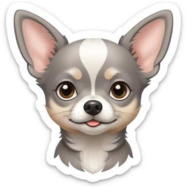 Grey Chihuahua with white stripe on head  sticker