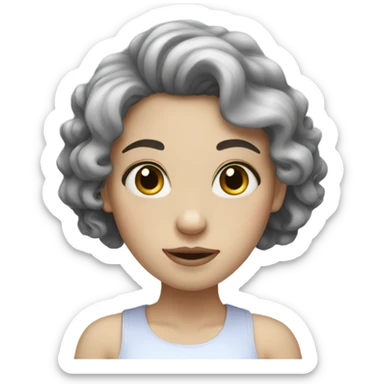 pale girl with black curly hair sticker