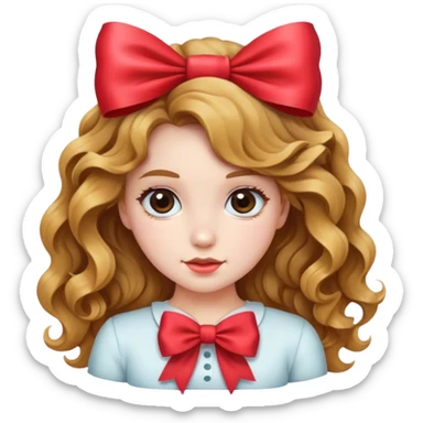 Chica cabello ondulado y con un lazo sticker