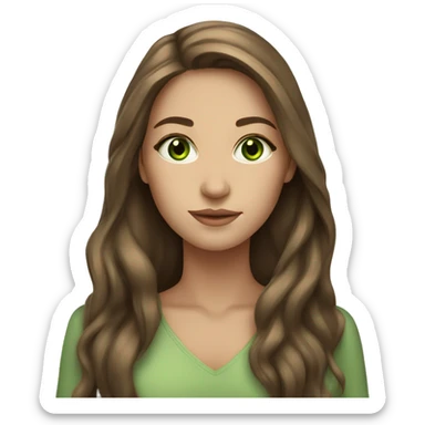 beautiful woman long brown hair green eyes beige skin sticker