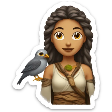 Druid woman with bird sticker