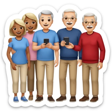 A large crowd of adults and seniors in casual clothing at an afterwork meeting sticker