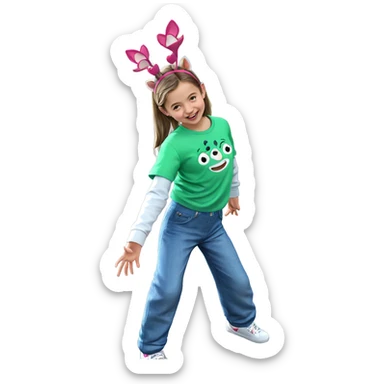 smiling girl with animal ears sticker
