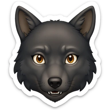 a questionning black wolf raising an eyebrow sticker