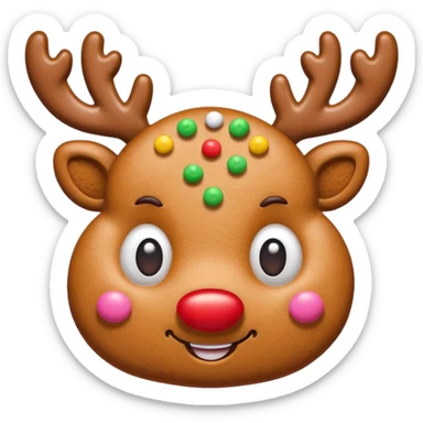 gingerbread cookie in cute reindeer face shape sticker