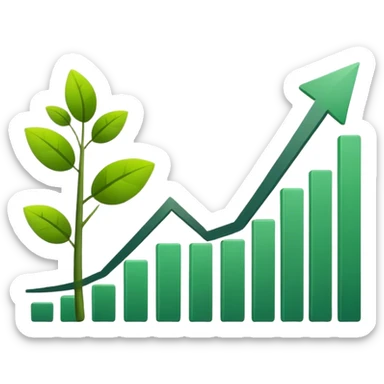 Minimalist emoji of a growth graph  sticker