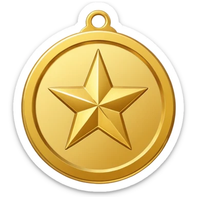 a gold medal with a star engraved on it sticker