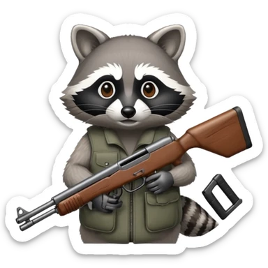 Raccoon with shotgun sticker