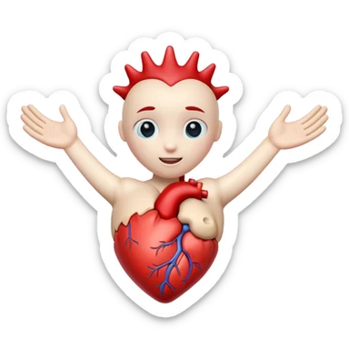 Anatomically correct heart with its arms open for a hug sticker