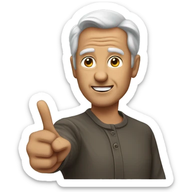 50 year old man pointing sticker