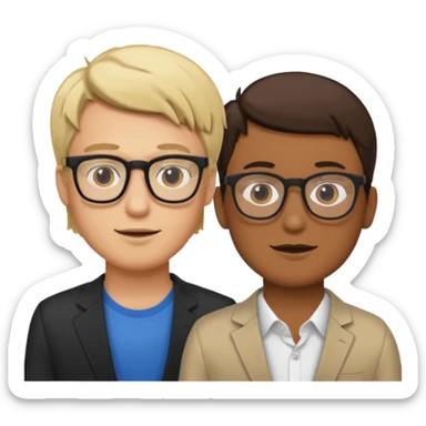 Blonde guy glasses with brunette glasses sticker