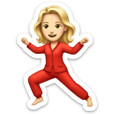 White Girl dancing in red pajamas  sticker