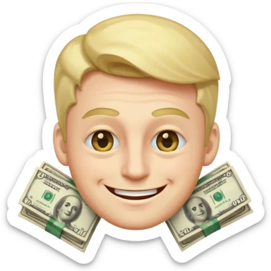 apple imoji man with money eyes smiling and winking sticker