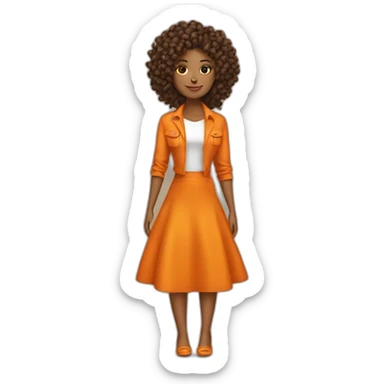 Mujer pelo largo rizado mechas naranjas sticker