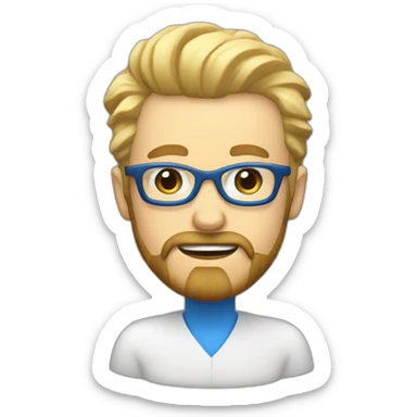 Blond man blue eye glasses beard eat hazelnut sticker
