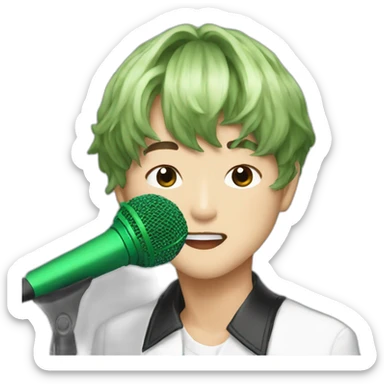 Kim Taehyung With a green mic sticker
