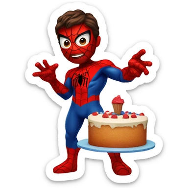spiderman holding cake sticker
