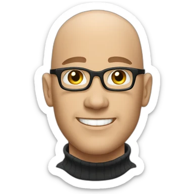 Bald happy white man with turtleneck sticker