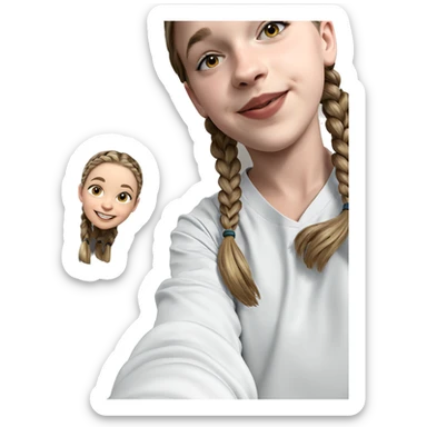 smiling girl with twin braids sticker