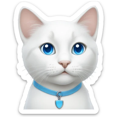 white cat with blue eyes  sticker